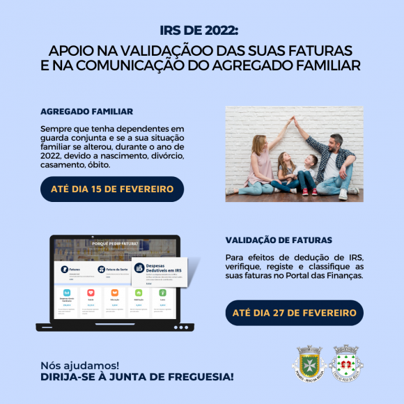 IRS: Apoio na validação de faturas e na comunicação do agregado familiar IRS: Apoio na validação de faturas e na comunicação do agregado familiar